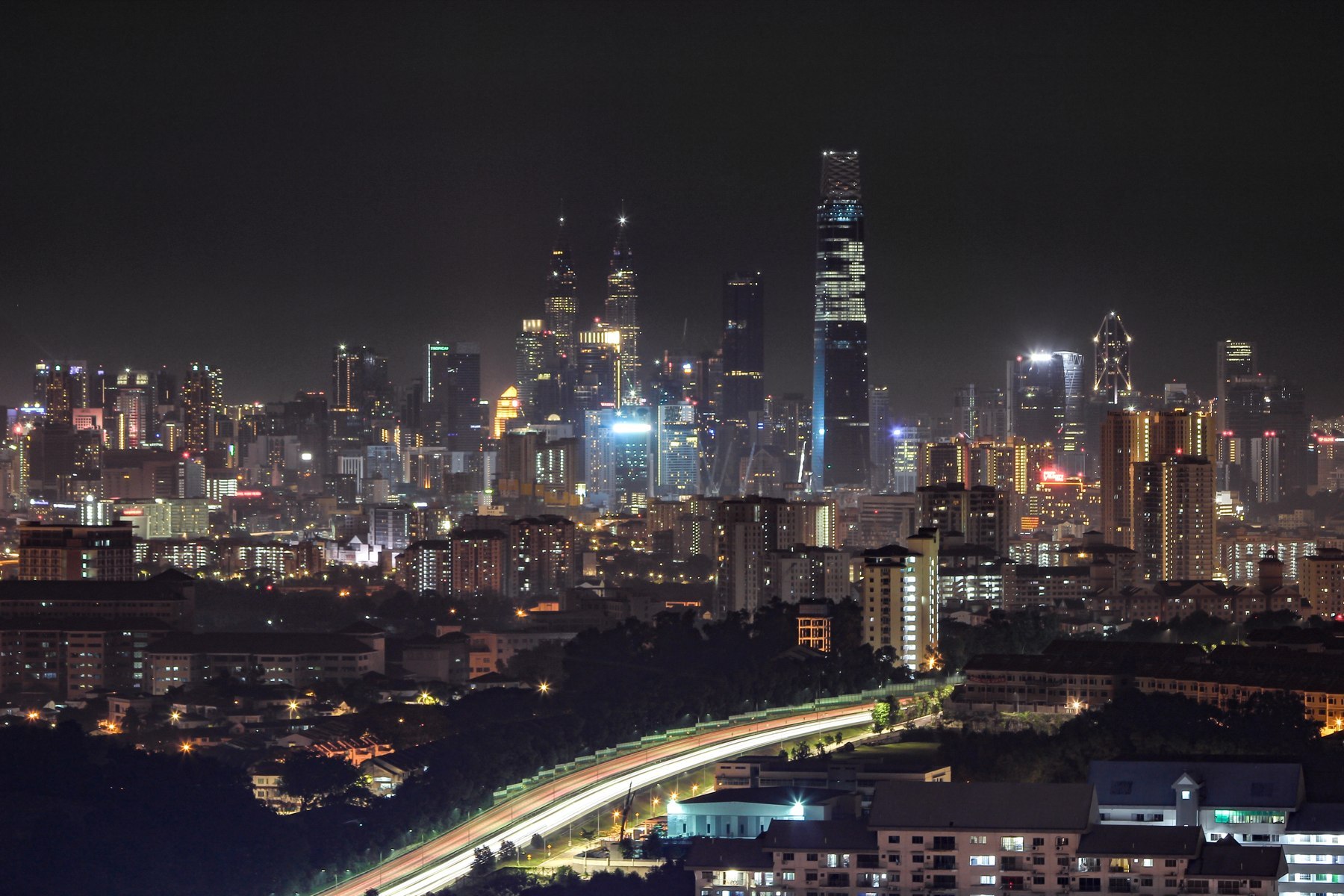 Kuala Lumpur at night with the Petronas Twin Towers